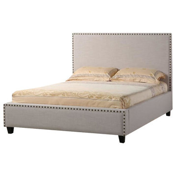 La Jolla Nail Head Accent Bed, Desert Sand Linen, Eastern King