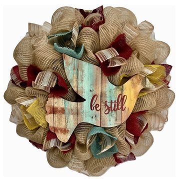 Be Still Inspirational Handmade Deco Mesh Wreath