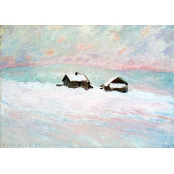 Claude Oscar Monet Houses in the Snow Norway, 18"x27" Wall Decal