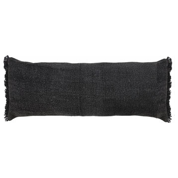 Ox Bay Black Solid Organic Cotton Pillow Cover, 14"x36"