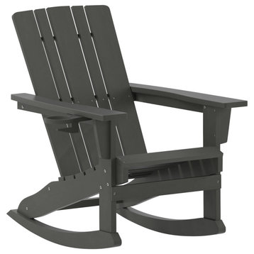 Gray Rocking Chair-Cupholder