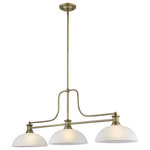 Z-LITE - Z-LITE 725-3HBR-DWL14 3 Light Chandelier - Z-LITE 725-3HBR-DWL14 3 Light ChandelierCast a soft glow with the smooth shades from this three-light ceiling light. Featuring a heritage brass finish, the streamlined silhouette is full of clean lines and curves.Style: RestorationCollection: MelangeFrame Finish: Heritage BrassFrame Material: SteelShade Finish/Color: White LinenShade Material: GlassDimension(in): 52(L) x 13.25(W) x 21(H)Chain Length: 5x12" + 1x6"+ 1x3"Cord/Wire Length: 110"Bulb: (3)100W Medium Base(Not Included),DimmableUL Classification/Application: ETL/CETL Certified/Dry