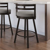 Amisco Render Swivel Counter and Bar Stool, Taupe Grey Faux Leather / Dark Brown Metal, Counter Height