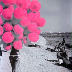Balloon Beach "Pink".        For similar commissions please email me. - Mixed Media Art