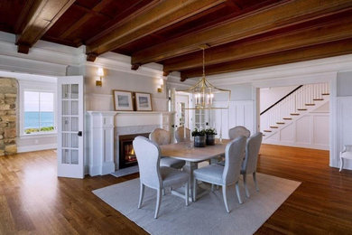 Example of a transitional dining room design in Boston