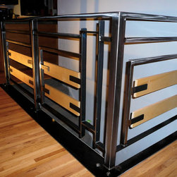 Modern Metal w/ Wood Railing - Home Decor