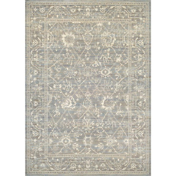 Persian Arabesque Area Rug, Charcoal/Ivory, Rectangle, 3'11"x5'3"