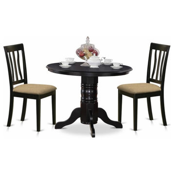 Shan3-Blk-C 3-Piece Dinette Table Set, Small Kitchen Table and 2 Dining Chairs