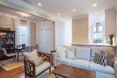 Mid-sized transitional living room photo in Chicago