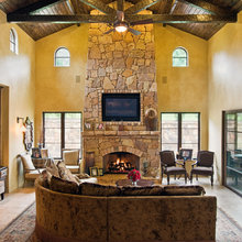 open plan lounge and kitchen