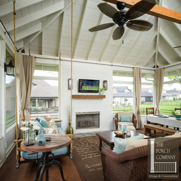 Hip Roof Screened Porch with Deck and Patio