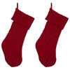 Set of 2 Knitted Polyester Red Christmas Stocking