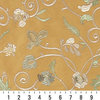 Gold Ivory Green Embroidered Floral Vines Suede Upholstery Fabric By The Yard