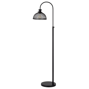 Benzara BM282165 61" Modern Floor Lamp, Hanging Mesh Shade, Metal Base, Black