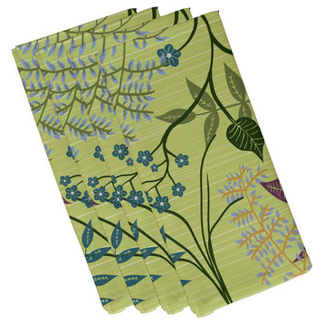 Botanical, Floral Print Napkin, Green, Set of 4
