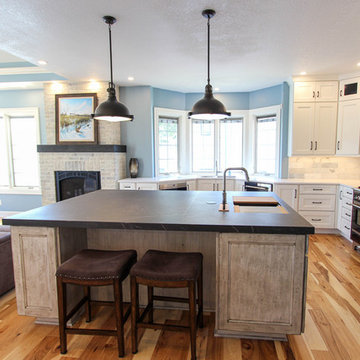 White and Gray Kitchen with Massive Storage Solutions