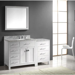 Abodo 57 inch White Finish Single Sink Bathroom Vanity Set - Bathroom Vanities And Sink Consoles