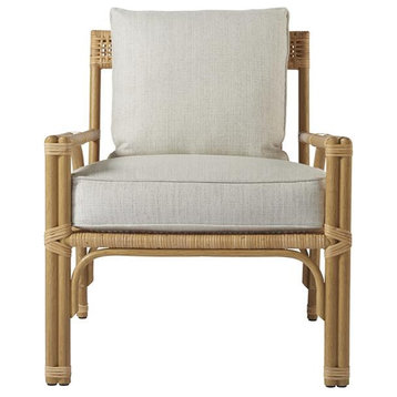 Newport Woven Rattan Accent Chair with Cushions in Dover Natural Beige Finish