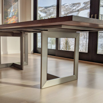 Walnut Dining Table with Modern Steel Base