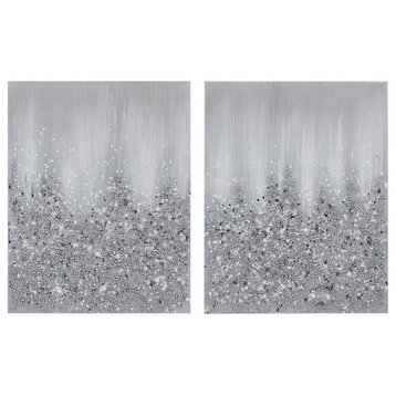 Madison Park Silver Glimmer Heavily Embellished 2-piece Canvas Wall Art Set