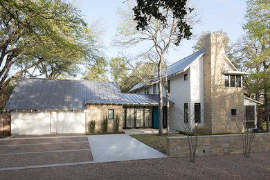 Inspiration for a farmhouse exterior home remodel in Austin