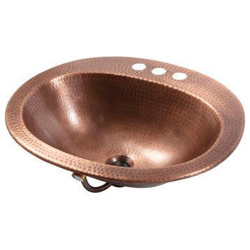 Seville Antique Copper 20" Oval Drop-In Bath Sink with Care Kit