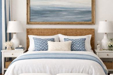 Example of a large beach style bedroom design in Other