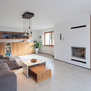 Modern interior with rustic oak veneer