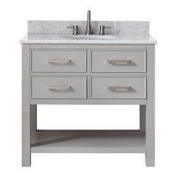 Avantiy Corporation - Avanity Brooks 37" Vanity With Carrera White Marble Top, Chilled Gray Finish - Bathroom Vanities And Sink Consoles