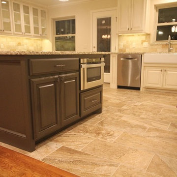 Kitchen island with microwave drawer