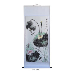 Chinese Hand Painted Fun of the Lotus Pond Scenery Hanging Scroll - Novelty Signs