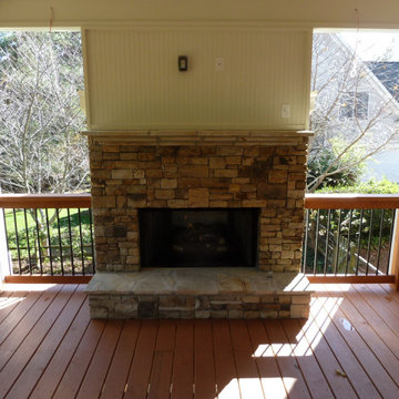 Roswell Shed roof porch with fireplace