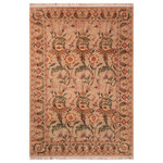 Bareens Designer Rugs - Azeem Pak Persian Kristel Taupe/Green Wool Rug - 5'11'' x 10'1'' - Designed with mesmerizing intricacy and gorgeous color palette, this hand-knotted masterpiece demonstrates the beauty and electrifying thrill of Pak Persian art. These meticulously hand-knotted Pak-Persian rug is made with pure wool and features breathtaking traditional, transitional, and tribal designs in bold luxurious color pallets. Known for their intricate designs these rugs are a reproduction of Persian rugs, made in Pakistan with unique Mughal designs. Made by master weavers using the same Persian texture, design and dying technique, we wanted to produce the most significant manifestation of Persian art, life, and culture. This rug is most famous for its exceptional quality, incredible designs, patterns, and vibrant rich color. Pak-Persian rugs made with Persian weave with high knot counts, which enables the high intricacy and detail found in the patterns are also referred to as "State of art", each color adds a rich beautiful detail in the artwork of this rug. The design, color, and beautiful chromatic composition with a vibrant sheen with intricate designs, exude beauty, elegance, and quality make this rug a masterpiece of its own.