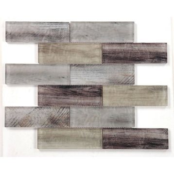 Art Wood Ocean Glass Tile Brick Pattern Earth 2x6 Mosaic Tile for Walls