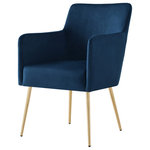 Inspired Home - Fergo Dining Chair, Set of 2, Navy Velvet, Arm Chair, Leg: Gold - Our trendy dining chairs in set of 2 add stylish intrigue to your dining room and kitchen area. These beautifully upholstered dining chairs create a warm, inviting seating option with a unique style that will add an aura of sophistication to your dining room with its alluring comfort and luxurious style. Choose from a wide variety of available color choices and pattern options to complement your existing color palette.FEATURES: