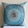 Blue Floral Pillow Art Silk 20"x20" Throw Pillow Cover, Art Deco, Blue Blast