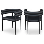 Meridian Furniture - Lavina Upholstered Dining Chair, Black, Vegan Leather, Set of 2 - Experience the sophisticated allure of the Lavina black vegan leather dining chair. This chair features a matte black finish and an iron metal frame, ensuring both durability and a modern edge. The contemporary design and luxurious vegan leather elevate your dining space with effortless elegance, making it the perfect centerpiece for gatherings. Enhance your dining area where classic elegance meets contemporary flair.