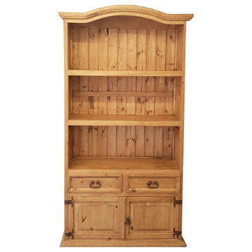 Rustic Traditional 2 Door 2 Drawer Bookcase With Curved Top