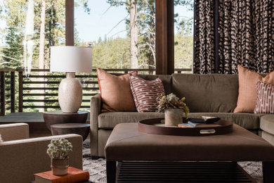 Mountain style family room photo in San Francisco with white walls