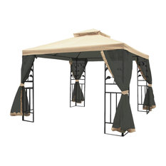 10 X Steel Replacement Canopy Gazebos Canopies Houzz Maos Steel Gazebo With Mosquito Netting 10 X10 Gazebos