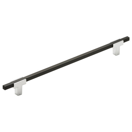 Urbanite 10-1/16 in (256 mm) Center Polished Chrome/Brushed Matte Black Pull