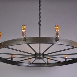Horseless Carriage Wheel, 48", offset spokes - Chandeliers