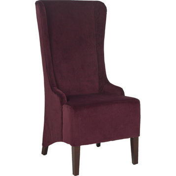 Safavieh Becall 20" Velvet Dining Chair, Bordeaux, Cherry Mahogany