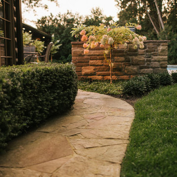 Natural Stone Patio with Fireplace