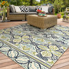 Couristan Covington Pegasus Indoor/Outdoor Area Rug, Ivory-Navy-Lime, 8'x11'