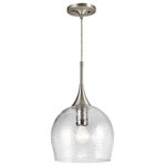 Kichler - Sloane Pendant 1-Light, Brushed Nickel - This 1 light pendant from the transitional sloane collection creates a stunning versatile look featuring clear hammered glass accented with a cool brushed nickel finish.