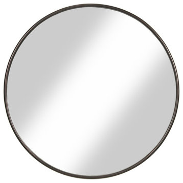 Contemporary Round Metal Framed Wall Mirror, Small, Bronze And Silver