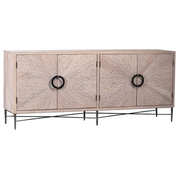 79" Vermont Grey Finish Wood Sideboard Cabinet