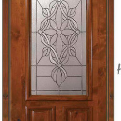 Prehung House Single Door 80 Alder Evangeline 2 Panel Arch Lite Glass - Front Doors