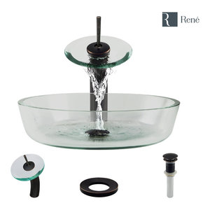 R5 5029 Foil Undertone Glass Vessel Sink R9 7001 Faucet Antique